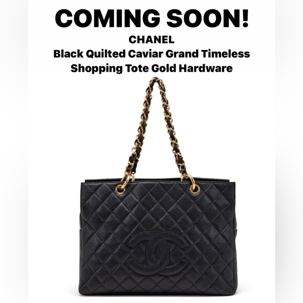 Chanel
Black Quilted Caviar Grand Timeless Shopping Tote Gold Hardware